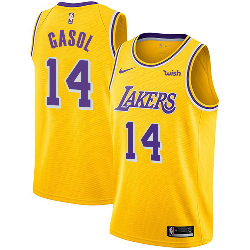 Men Nike Los Angeles Lakers 14 Marc Gasol Gold NBA Swingman Icon Edition Jersey