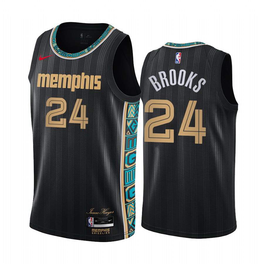 Men Nike Memphis Grizzlies 24 Dillon Brooks Black NBA Swingman 2020 21 City Edition Jersey