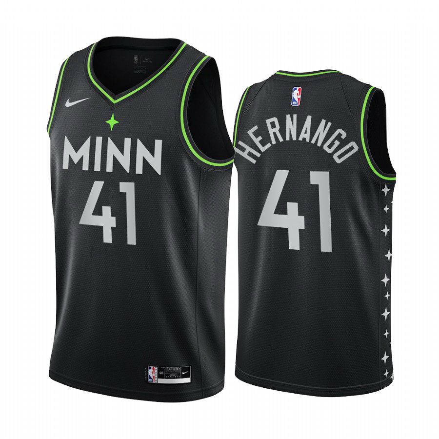 Men Nike Minnesota Timberwolves 41 Juancho Hernangomez Black NBA Swingman 2020 21 City Edition Jerse