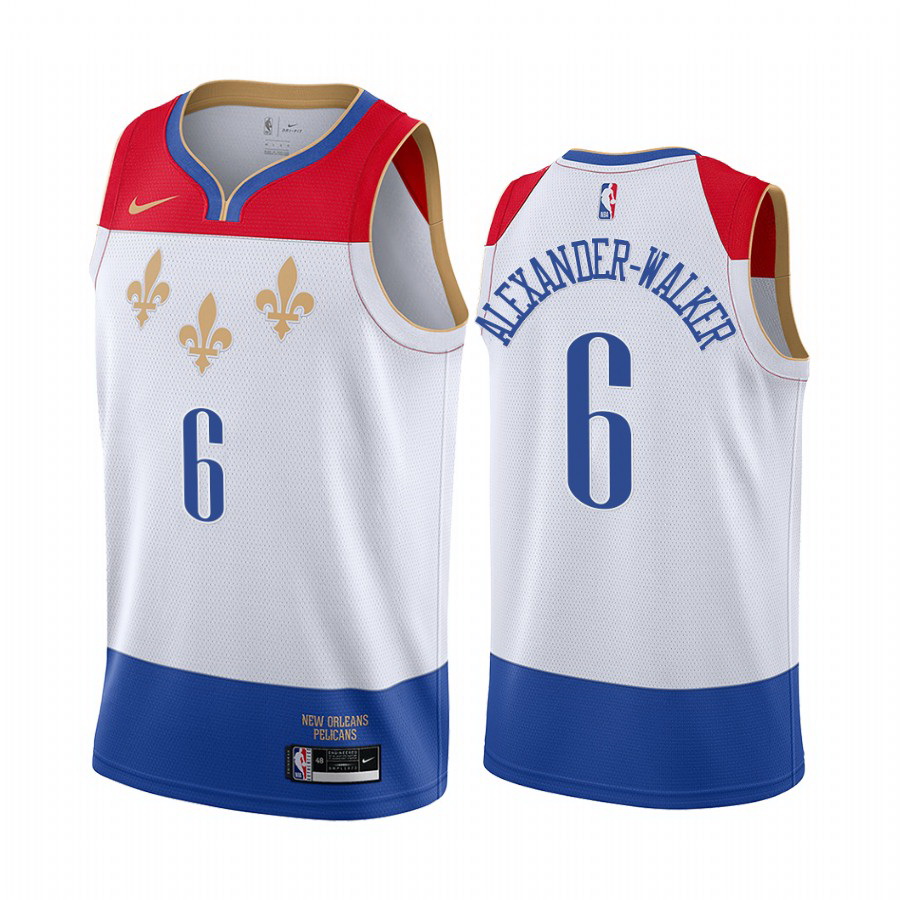 Men Nike New Orleans Pelicans 6 Nickeil Alexander Walker White NBA Swingman 2020 21 City Edition Jer