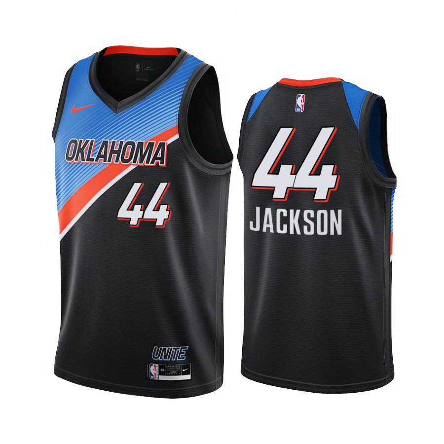 Men Nike Oklahoma City Thunder 44 Justin Jackson Black NBA Swingman 2020 21 City Edition Jersey