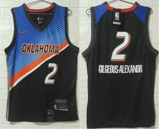 Men Oklahoma City Thunder 2 Shai Gilgeous Alexander NEW Blue Black 2021 City Edition NBA Swingman Je