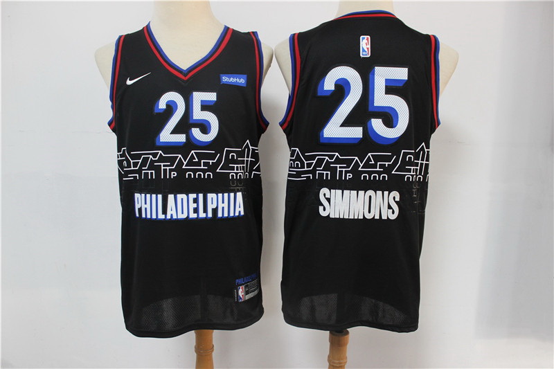 Men Philadelphia 76ers 25 Ben Simmons Black 2020 21 City Edition Nike Swingman Jersey