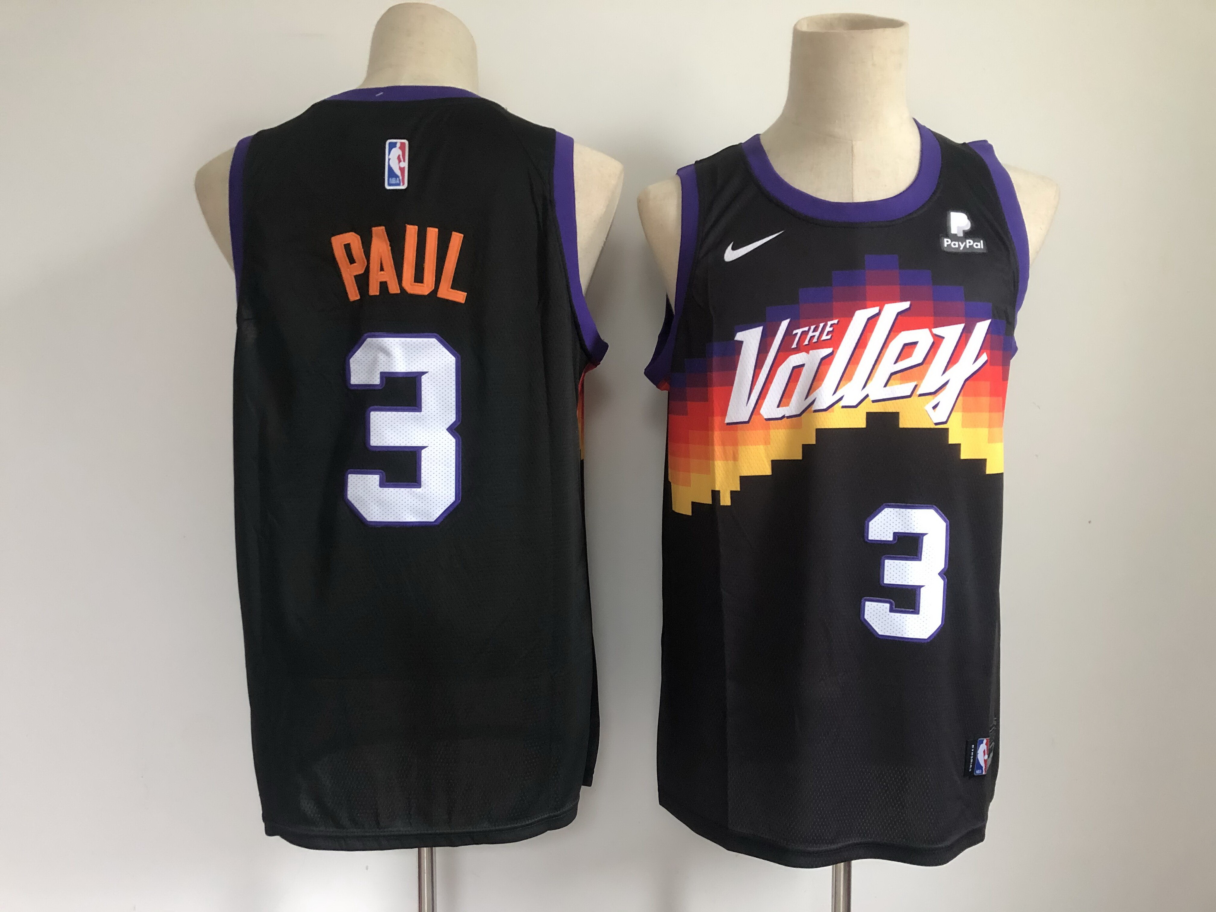 Men Phoenix Suns 3 Chris Paul Black 2021 City Edition NBA Swingman Jersey With The Sponsor Logo