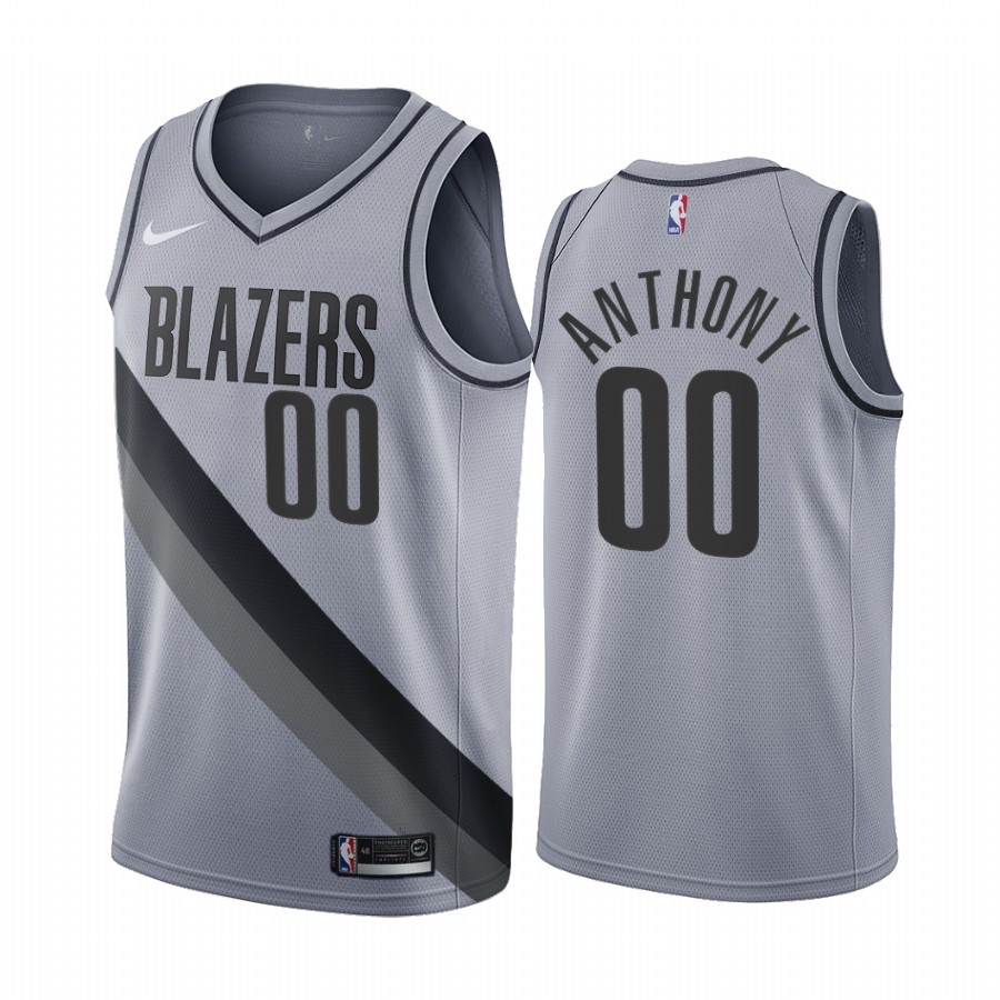 Men Portland Trail Portland Blazers 00 Carmelo Anthony Gray NBA Swingman 2020 21 Earned Edition Jers