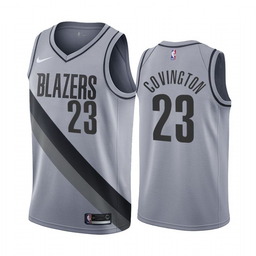 Men Portland Trail Portland Blazers 23 Robert Covington Gray NBA Swingman 2020 21 Earned Edition Jer