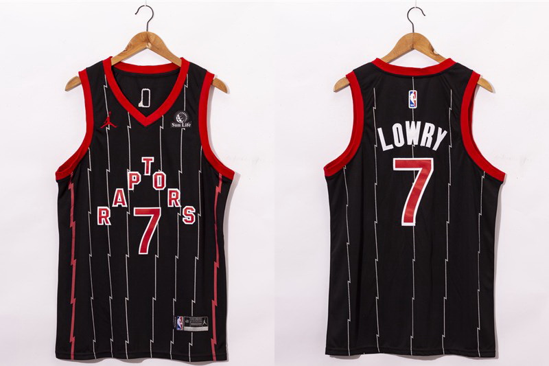 Men Toronto Raptors 7 Kyle Lowry Black 2021 Brand Jordan City Edition Swingman Jersey With The Spons