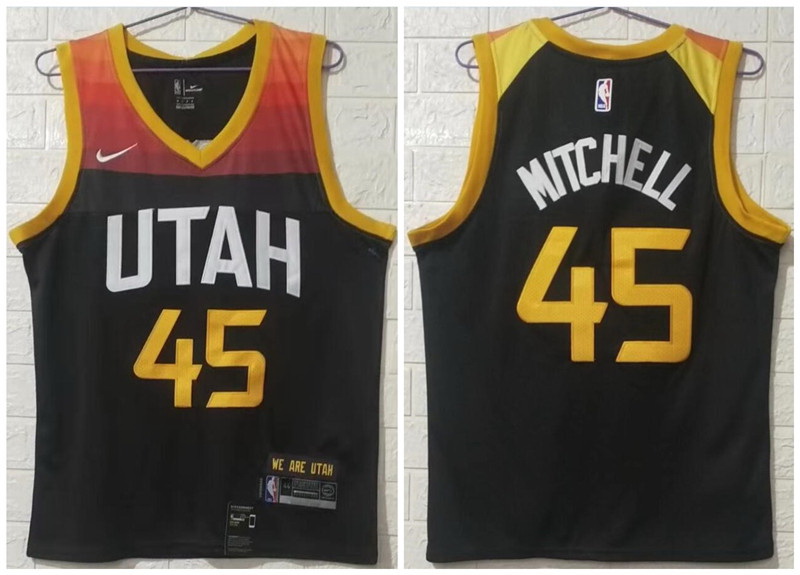 Men Utah Jazz 45 Donovan Mitchell Black 2020 21 City Edition Nike Swingman Jersey