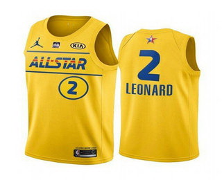Men 2021 All Star 2 Kawhi Leonard Yellow Western Conference Stit