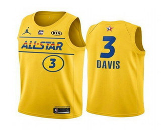 Men 2021 All Star 3 Anthony Davis Yellow Western Conference Stitched NBA Jersey