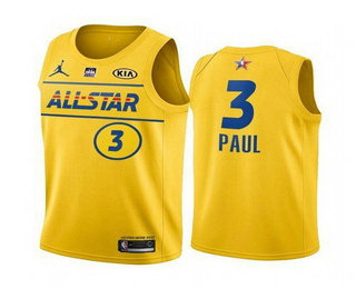 Men 2021 All Star 3 Chris Paul Yellow Western Conference Stitched NBA Jersey