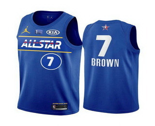 Men 2021 All Star 7 Jaylen Brown Blue Eastern Conference Stitched NBA Jersey