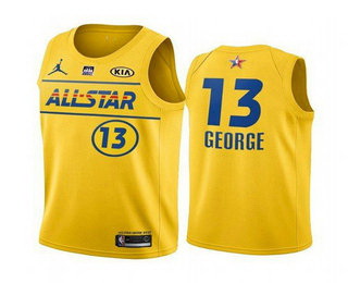 Men 2021 All Star 13 Paul George Yellow Western Conference Stitched NBA Jersey