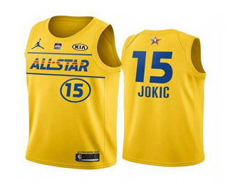 Men 2021 All Star 15 ikola Jokic Yellow Western Conference Stitched NBA Jersey