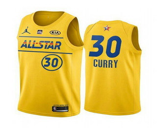 Men 2021 All Star 30 Stephen Curry Yellow Western Conference Stitched NBA Jersey