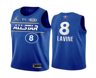 Men 2021 All Star Chicago Bulls 8 Zach LaVine Blue Eastern Conference Stitched NBA Jersey