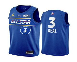 Men 2021 All Star Washington Wizards 3 Bradley Beal Blue Eastern Conference Stitched NBA Jersey