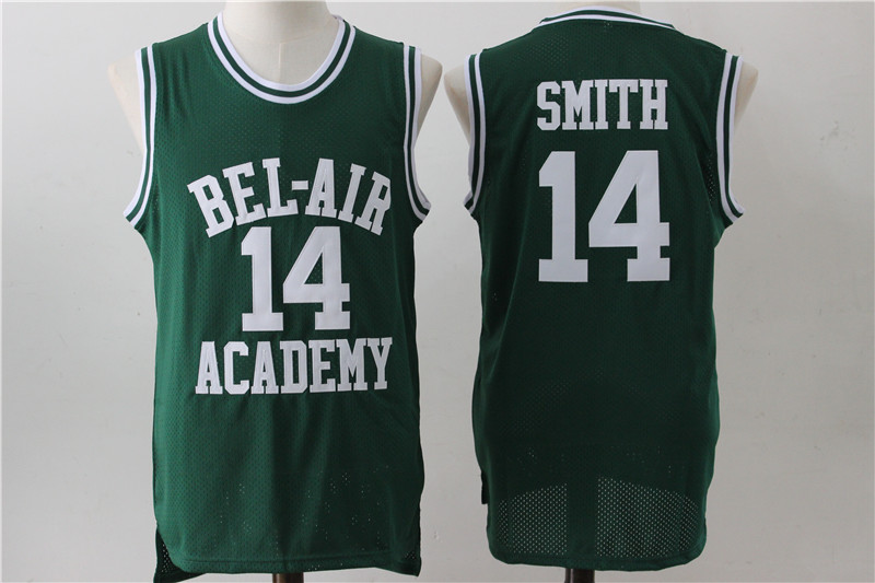 Men Bel Air Academy 14 Will Smith Green Stitched Movie Jersey