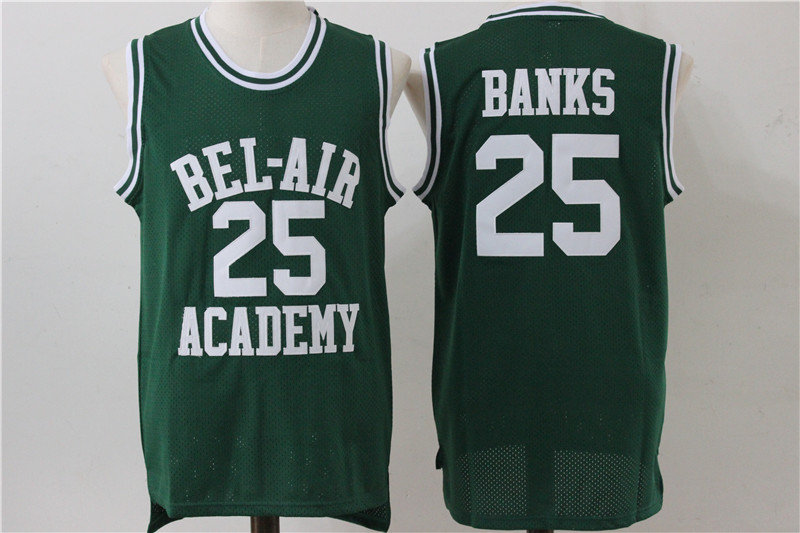 Men Bel Air Academy 25 Carlton Banks Green Stitched Movie Jersey