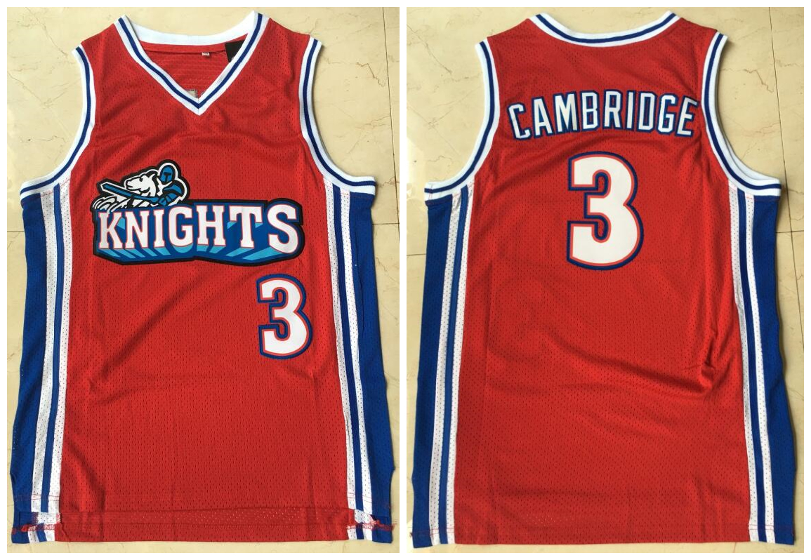 Men Los Angeles Knights 3 Calvin Cambridge Red Movie Basketball Jersey