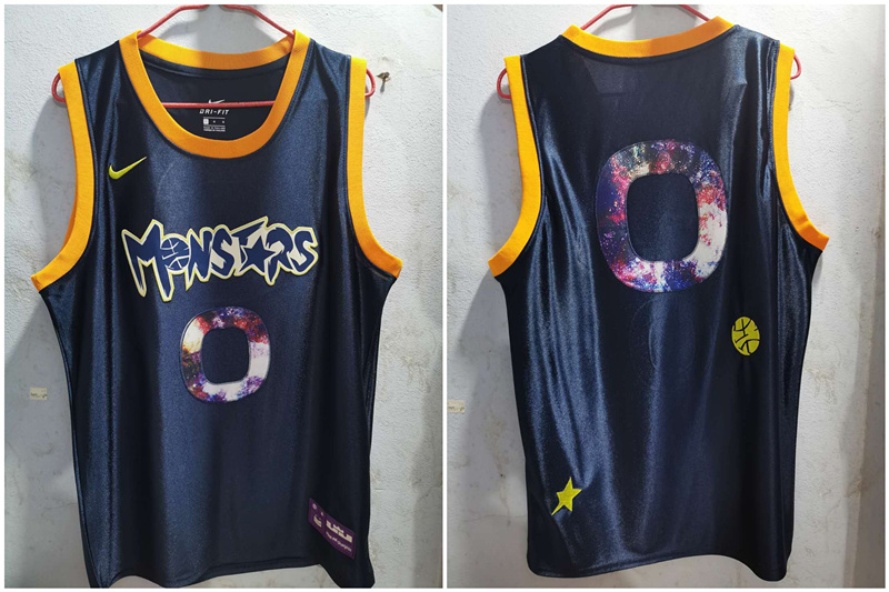 Men Monstars 0 Black Space Jam Stitched Movie Jersey