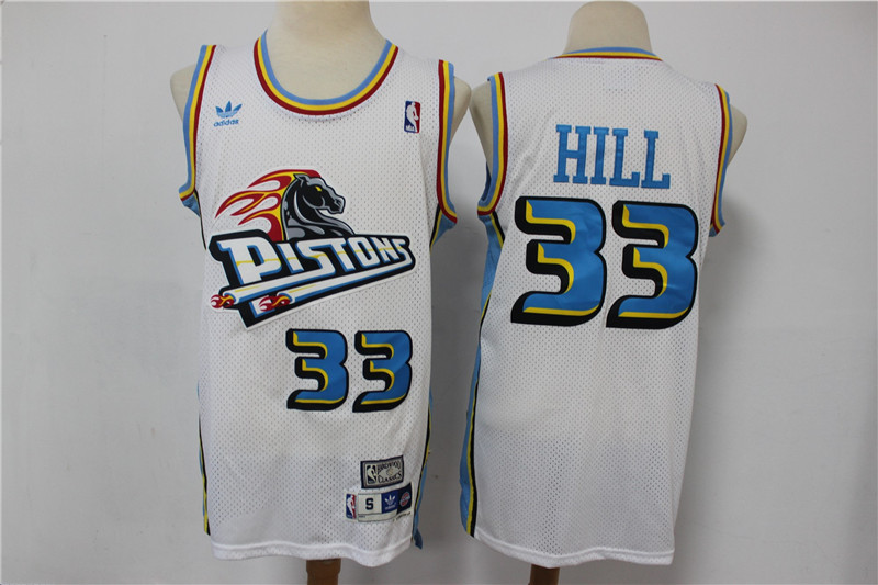 Men Adidas Detroit Pistons Grant Hill 33 Hardwood Classics Jersey