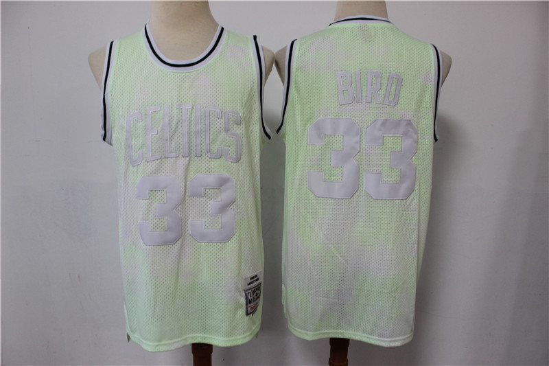 Men Boston Celtics Larry Bird 33 Light Green Hardwood Classics Jersey