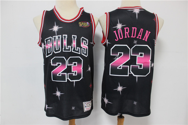 Men Chicago Bulls Michael Jordan 23 Full Stars Black Limited Jersey