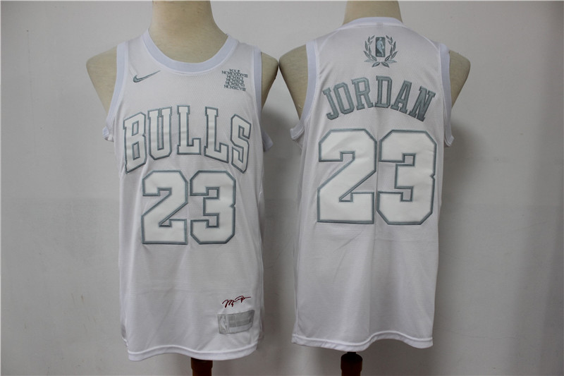 Men Chicago Bulls Michael Jordan 23 White Regular Games MVP Limited Jersey