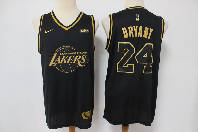 Men Los Angeles Lakers Kobe Bryant 24 Black Gold Limited Jersey