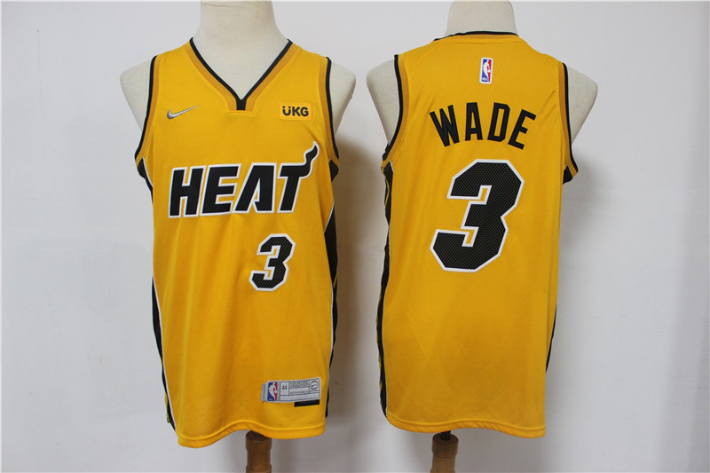 Men Miami Heat Dwyane Wade 3 Yellow Swingman Stitched NBA Jersey