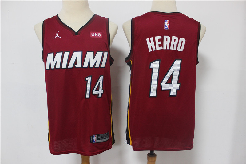 Men Miami Heat Tyler Herro 14 Red 2021 Jordan Brand Swingman Jersey