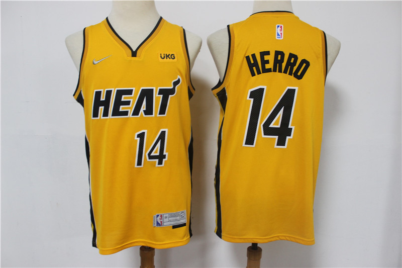 Men Miami Heat Tyler Herro 14 Yellow Swingman Stitched NBA Jersey