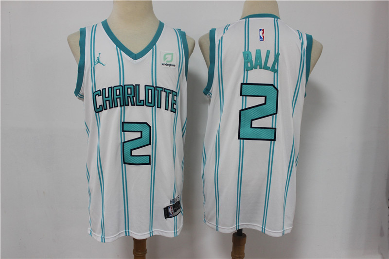 Men Nike Charlotte Hornets 2 LaMelo Ball White NBA Jordan Swingman 2021 Jordan Brand Jersey