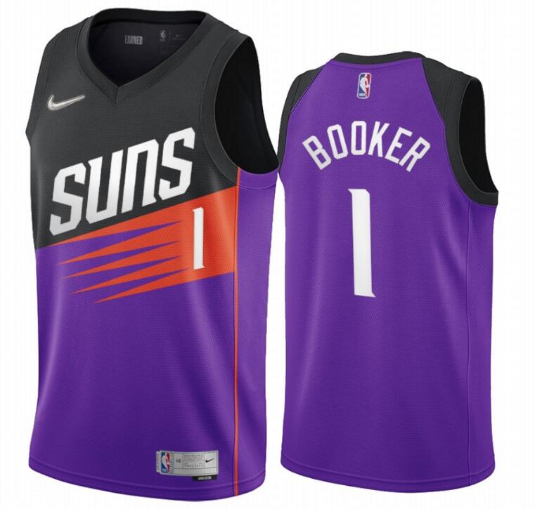 Men Phoenix Suns Devin Booker Nike Black Purple Swingman Jersey