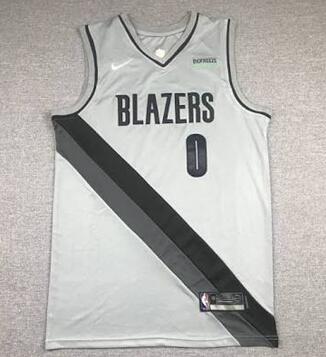 Men Portland Blazers Lillard 0 Gray Men NIke NBA Jersey