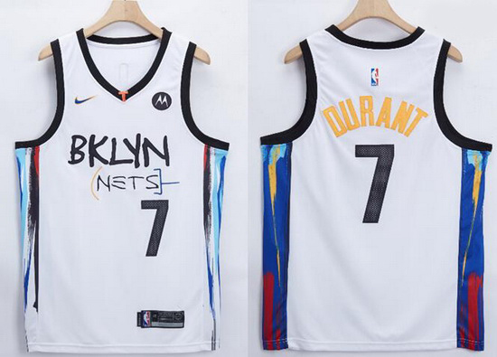 Men Brooklyn Nets Kevin Durant 7 White 2021 Nike NBA Swingman Jersey