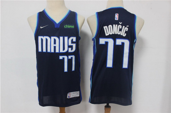 Men Dallas Mavericks Luka Doncic 77 Navy Blue 2021 City Edition 