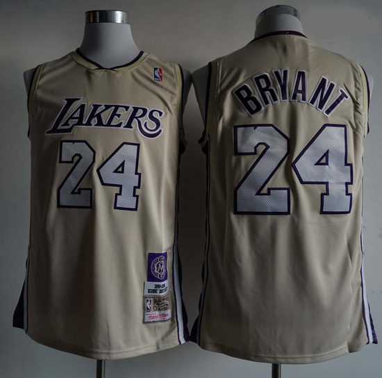 Men Los Angeles Lakers Kobe Bryant 24 Mitchell Ness Rice Yellow NBA Jersey