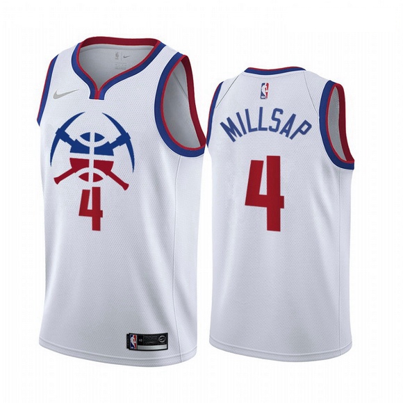 Men Denver Nuggets 4 Paul Millsap White NBA Swingman 2020 21 Earned Edition Jersey