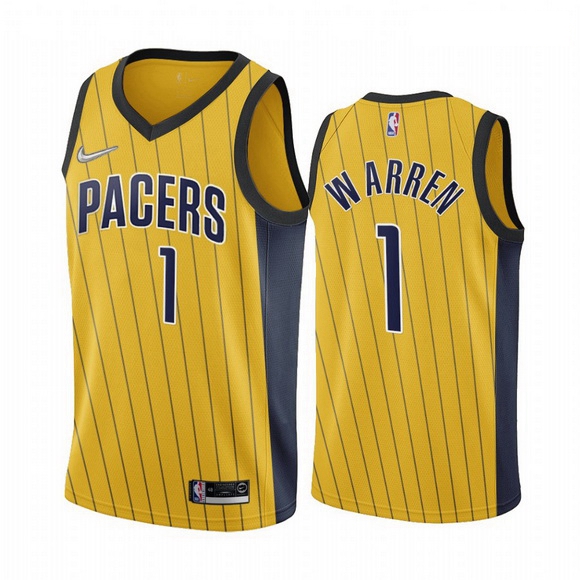 Men Indiana Pacers 1 T J  Warren Gold NBA Swingman 2020 21 Earne