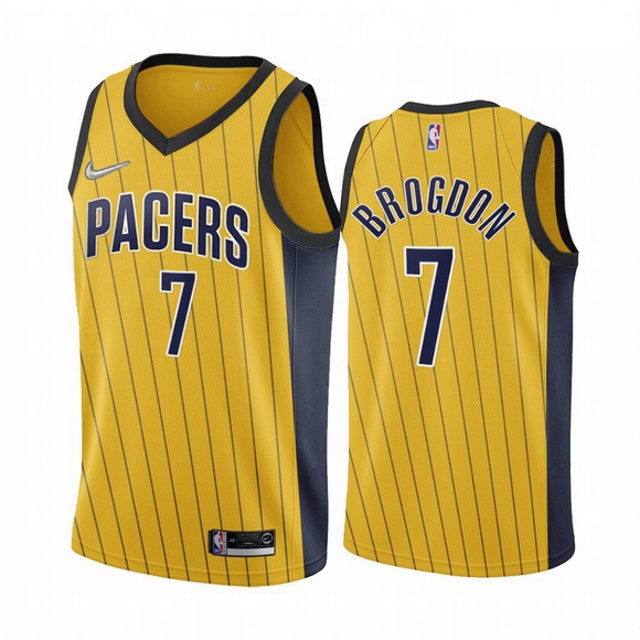 Men Indiana Pacers 7 Malcolm Brogdon Gold NBA Swingman 2020 21 Earned Edition Jersey