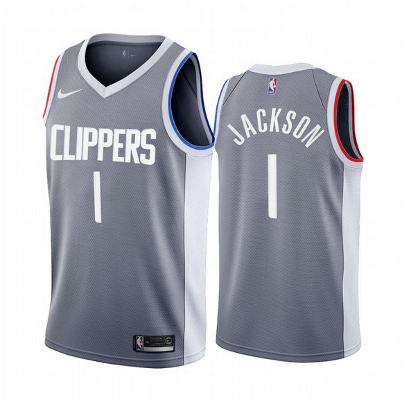 Men Los Angeles Clippers 1 Reggie Jackson Gray NBA Swingman 2020