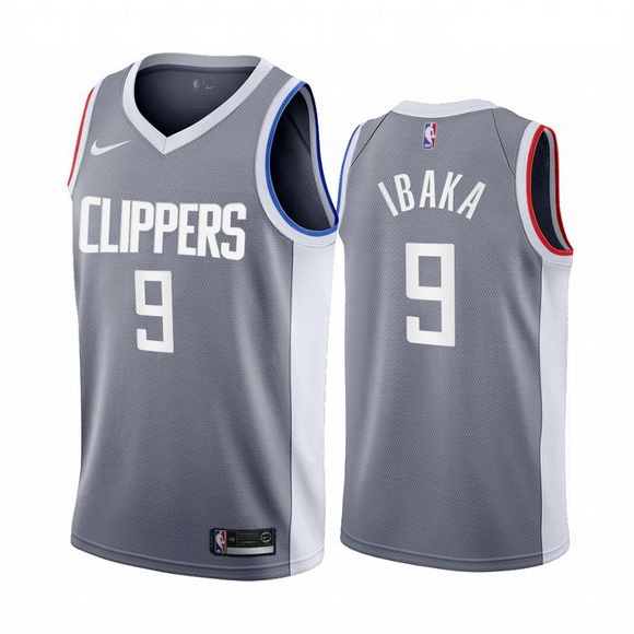 Men Los Angeles Clippers 9 Serge Ibaka Gray NBA Swingman 2020 21 Earned Edition Jersey