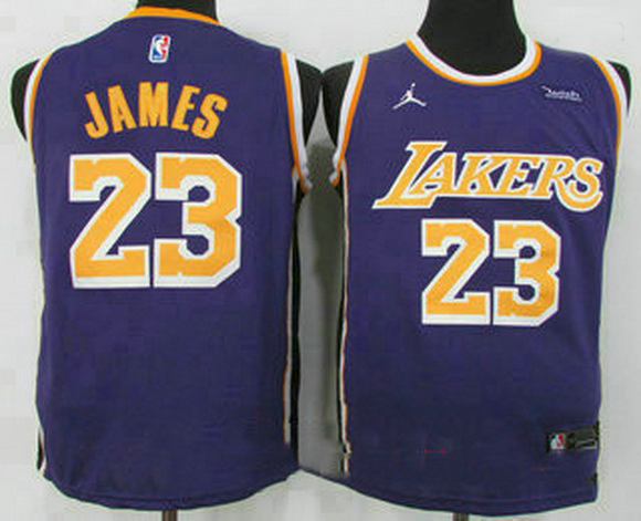 Men Men Los Angeles Lakers 23 LeBron James Purple 2021 Brand Jordan Swingman Stitched