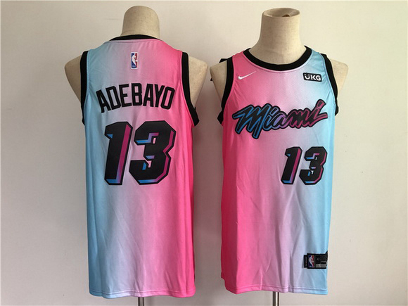 Men Men Miami Heat 13 Adebayo Blue and pink city Edition Nike 2021 NBA Jersey