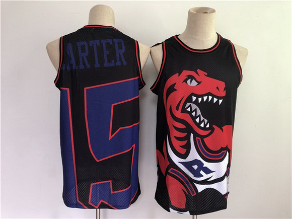 Men Men Toronto Raptors 15 Vince Carter Black Big Face Throwback Stitched Jersey