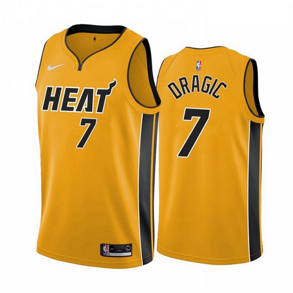 Men Miami Heat 7 Goran Dragic Yellow NBA Swingman 2020 21 Earned