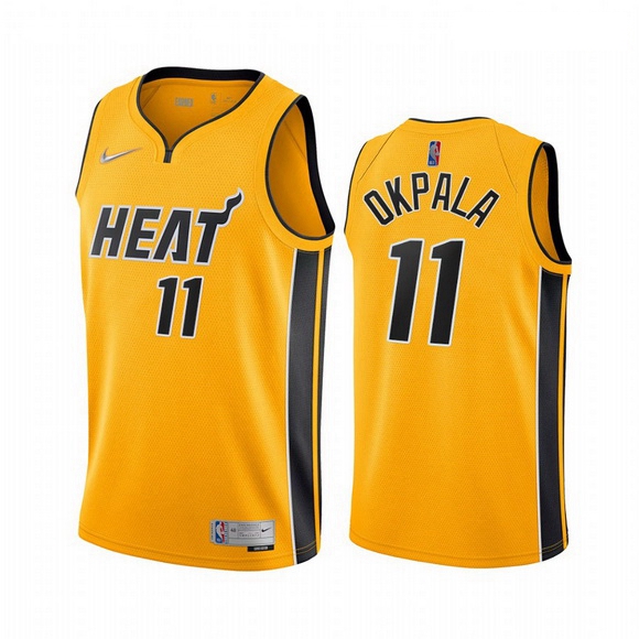 Men Miami Heat 11 KZ Okpala Yellow NBA Swingman 2020 21 Earned E