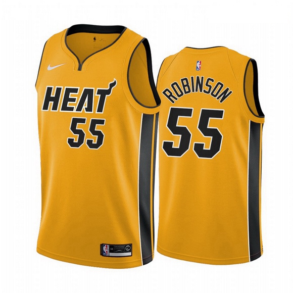 Men Miami Heat 55 Duncan Robinson Yellow NBA Swingman 2020 21 Earned Edition Jersey